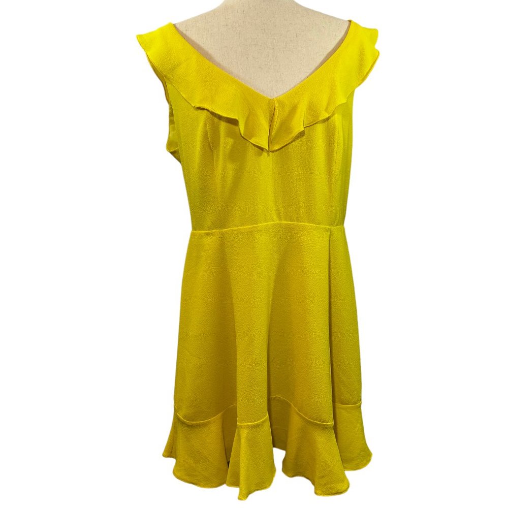 Like new! ASOS Sunny Yellow V-Neck Flounce Hem Dress Size 14 *MAKE ME AN OFFER*
